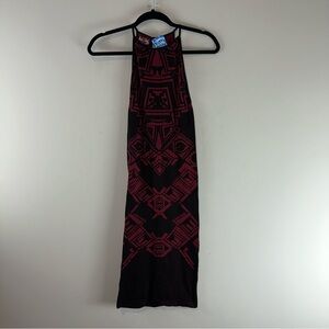 Free People Intimately Aztec Stretch Midi Dress in Raspberry Combo Size M/L